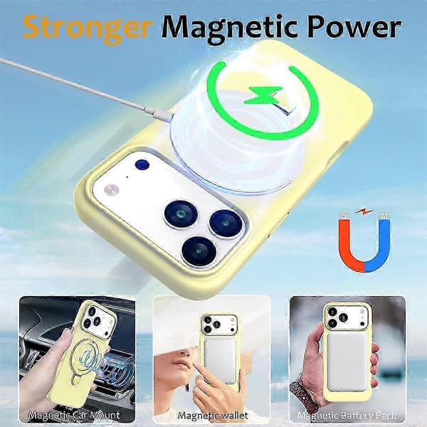 Compatible with iPhone 17 Pro Max Case Compatible with MagSafe Kickstand PC + Silicone Phone Case Yellow szrh