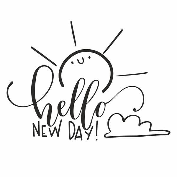 «Hello new day» vinyl veggklistremerker