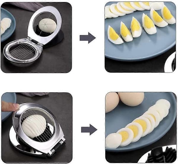 Eggeskiver i rustfritt stål for egg og egg med 2-i-1 holdbare metallskiver