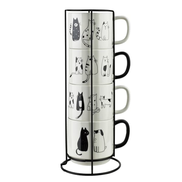 Krus sæt Porcelæn Affekdesign COTTELLO 370ml Sort 4-pak