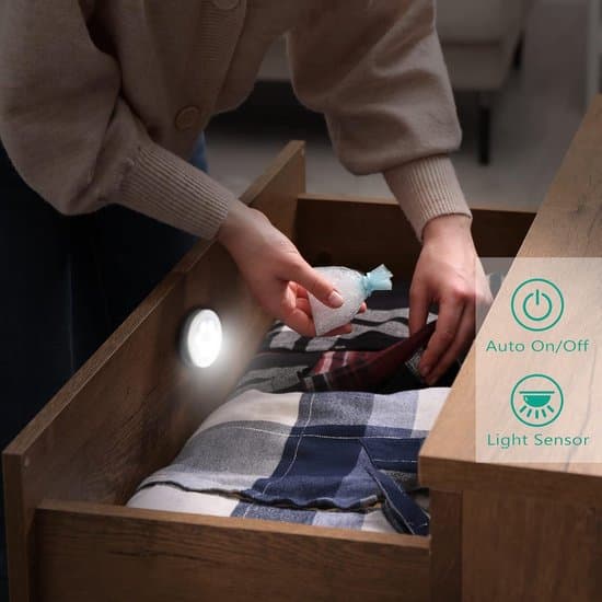 LED-sensor nattlampor, 3-pack, batteridrivna, trådlösa självhäftande, med PIR-ljussensor, vit.