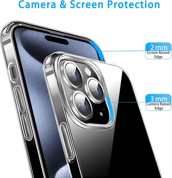Clear Flexible TPU Case for iPhone 15 Pro, Slim Shockproof Transparent Cover with Soft Bumper Protection-FX-