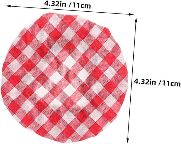 Genanvendelige elastiske stoflåg med ternet mønster - 9-pak til surdejsfermentering og køkkenbagning