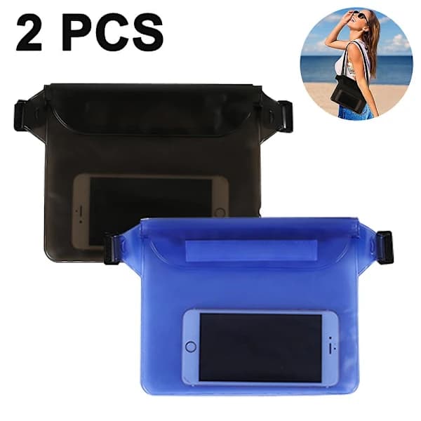 2-pack Waterproof Bags with Adjustable Belt Waterproof Belt Bag Screen Sensitive Dry Bag Strap Adjustable
