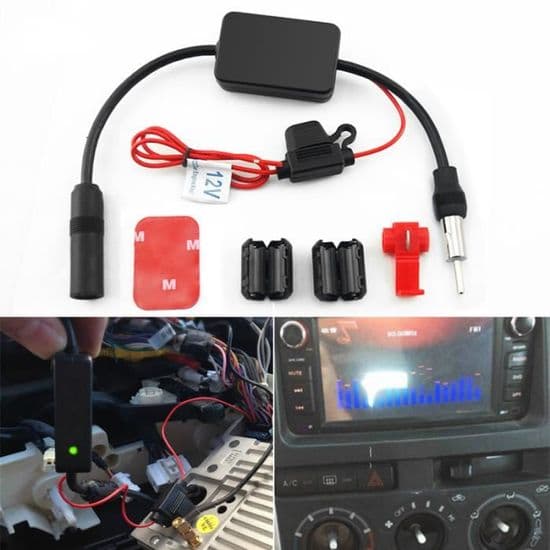 ANT-208 Sort Bilradio Signalforstærker 12 V Auto FM Antenneforstærker