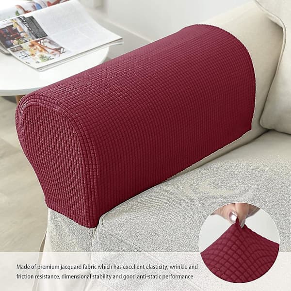 Armlenebeskytter for lenestol, elastisk armleneovertrekk for sofa og stoler - XF25 - Burgund