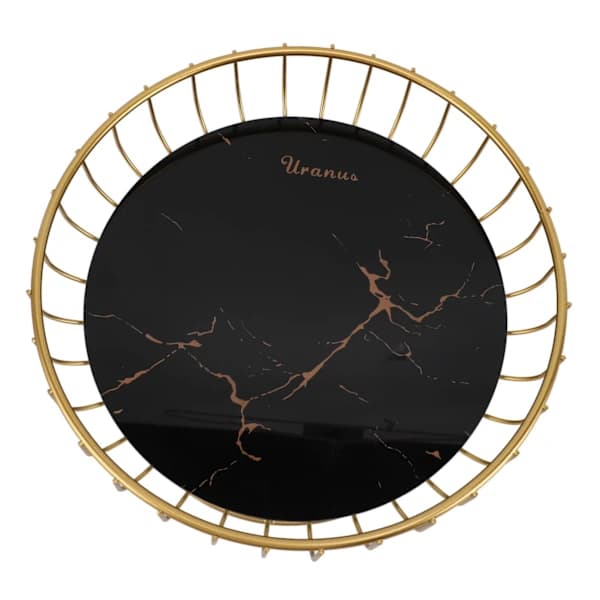 Round Metal Fruit Basket Large Capacity Hollow Ventilated Bowl for Kitchen Counter Dining Table Snacks Bread Gold Black