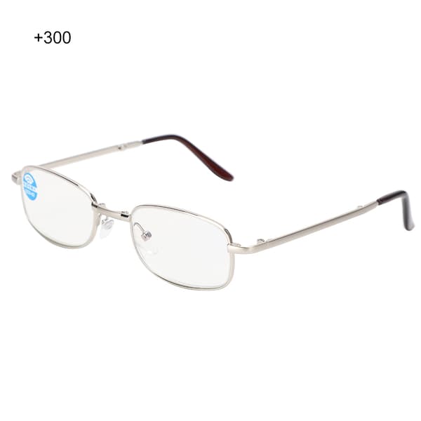 Folding Anti Blue Rays Presbyopic Glasses Metal Visual Fatigue Relief Reading Glasses (+300 Silver Frame)