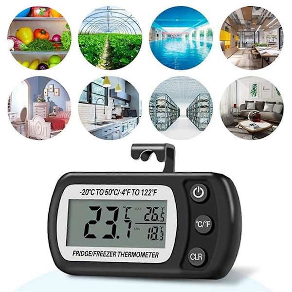 st Digital Kylskåpstermometer Frys och Frysskåpstermometer med Stor LCD-Skärm Ställ för Rum Kök