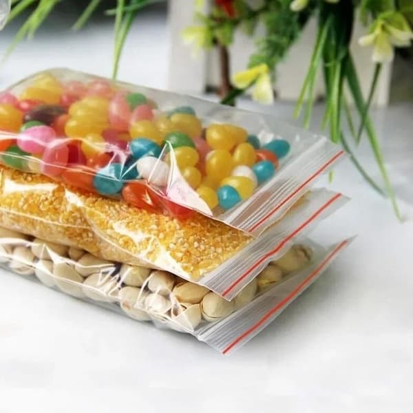 100-Pack Ziplock Zipper Bags - Transparent