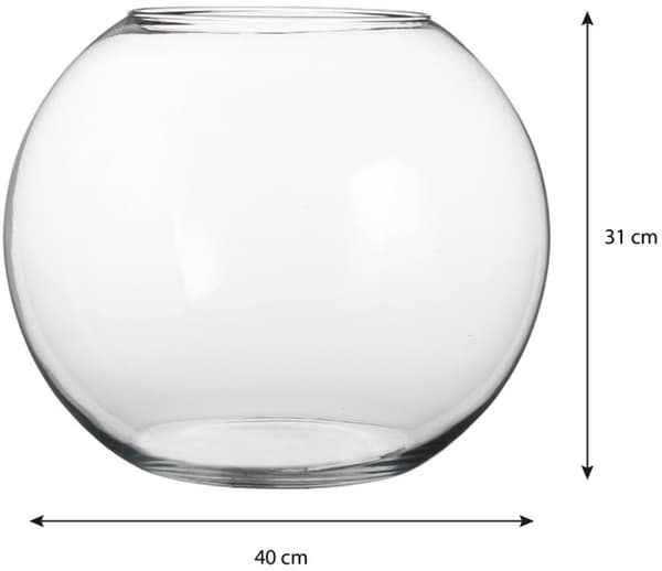 Round Glass Fish Bowl Vase 40 cm Clear