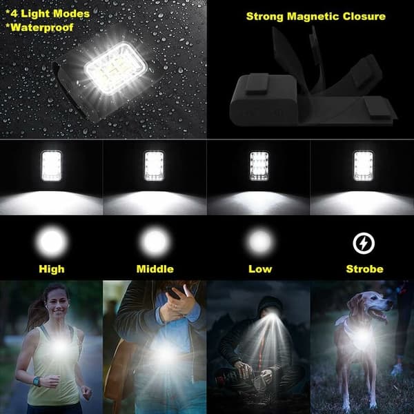 USB Oppladbar LED Brystlampe for Løping, 4 Lysmoduser, Kompatibel med Utendørsaktiviteter - Jogging, Camping