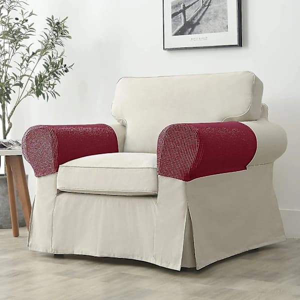 Armlenebeskytter for lenestol, elastisk armleneovertrekk for sofa og stoler - XF25 - Burgund