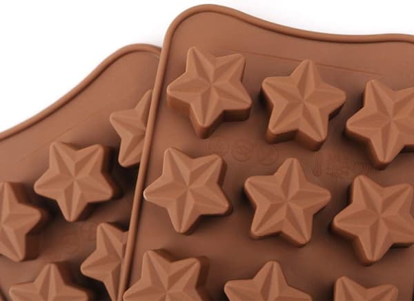 15-hullers stjerneformet chokoladeform, non-stick fødevaregodkendt silikoneformsæt til slikgelé, isterninger