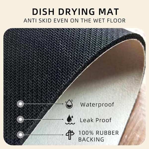 Silicone Dish Drying Mat, Absorbent Non-Slip Drainer Pad for Sink, Kitchen Counter, Coffee Maker, Green 40x60cm