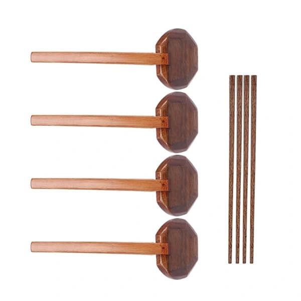 4 stk japanske ramensupper med langt trehåndtak for nudler, ris og varm suppe, trebrun 21 cm