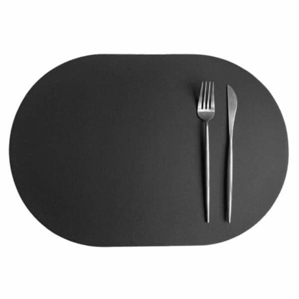 [LCS] 4-pak dækkeservietter i kunstlæder Oval Sort 43x30cm sort sort sort black