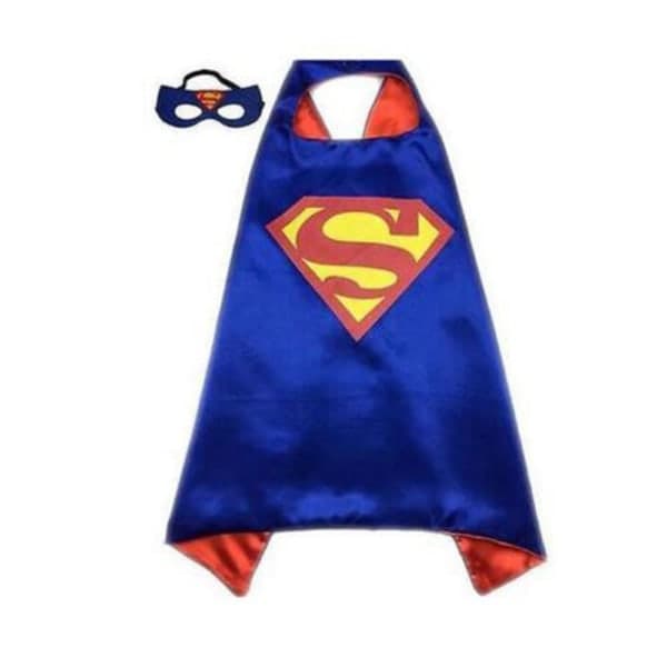 Superhelt Cosplay Kapper + øyemaske for barn kostyme Blå Superman Kappe + øyemaske