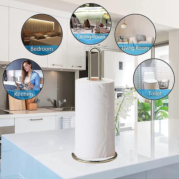 Paper Towel Holder Kitchen Roll Holder Fits All Kitchen Rolls Vertical Kitchen Roll Holder Towel Holder (Gold) [DB]