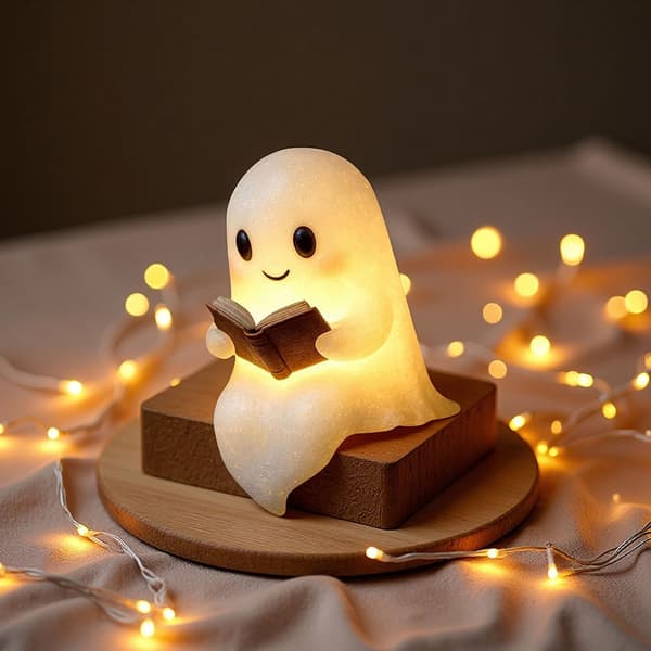 Ghosts Reading Book Lamp Spooky LED Ghosts Reading A Book Adorable Ghosts Night Light For Halloween Decor Default