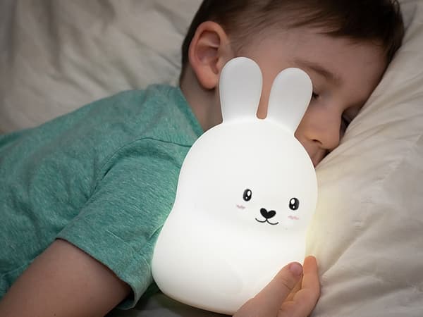 RGB Rabbit Night Light, Silicone, 18.5cm, Touch & Remote Control, USB Rechargeable, Children's Room