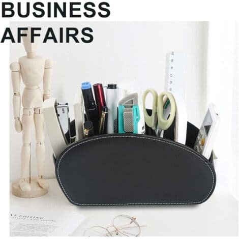 PU Leather Remote Control Holder, Multifunctional Organizer with 5 Compartments, Storage Box for TV Remote Controls, Pens, Makeup Brushes
