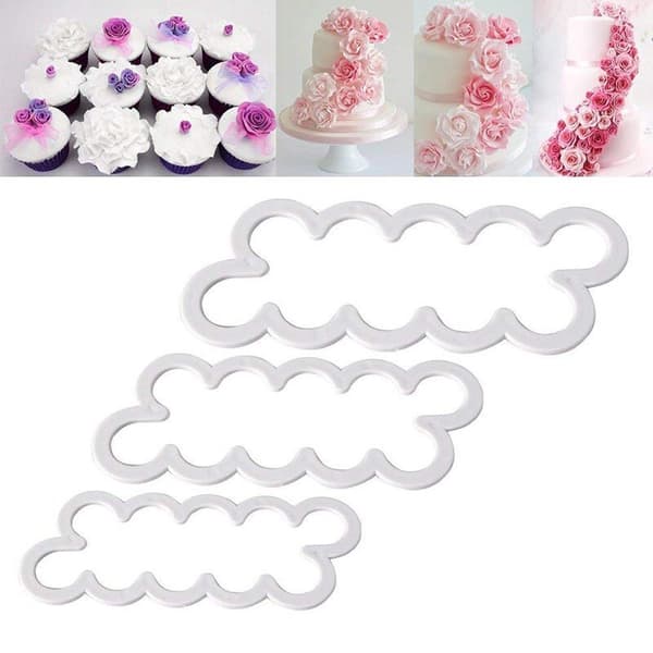 3-pak roseutstikkere - marsipanroser - former - baking Vit white