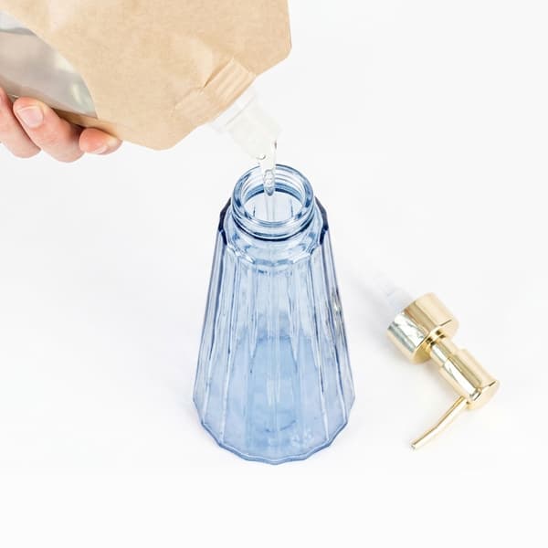 Glastvåldispensrar, set om 2, 320 ml, guldfärgade pumpar