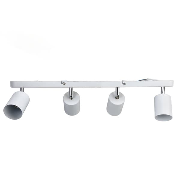 GU10 Lamp Holder 4-Head Rotating Ceiling Spotlight, White, for Dining Room Gallery Showcase