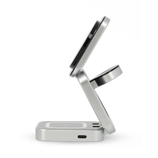 Trådløs 3-i-1-lader 2,5/5/15 W USB-A/USB-C LED-indikator 1,50 m kabel