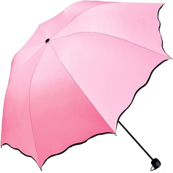 Solparasol Dame UV Parasol Paraplyer til kvinder Foldbar Parasol Vandtæt UV-paraply til solbeskyttelse Blomst Pink Pink