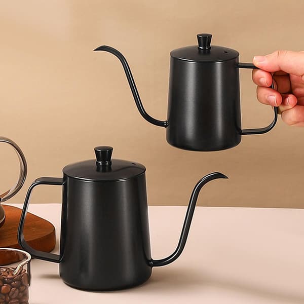 Svanhalsvannkoker med lang smal tut, rustfritt stål, bærbar kaffekanne