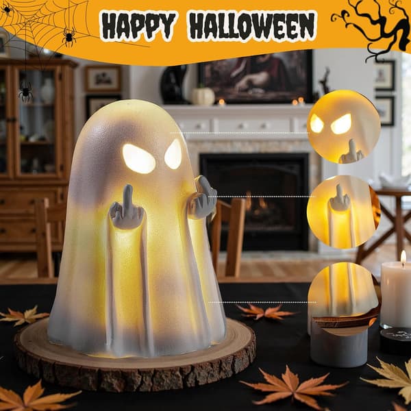 Halloween spøkelsesfigur i harpiks 3,4 x 2,3 tommer for hjem, fest, veranda og hylle