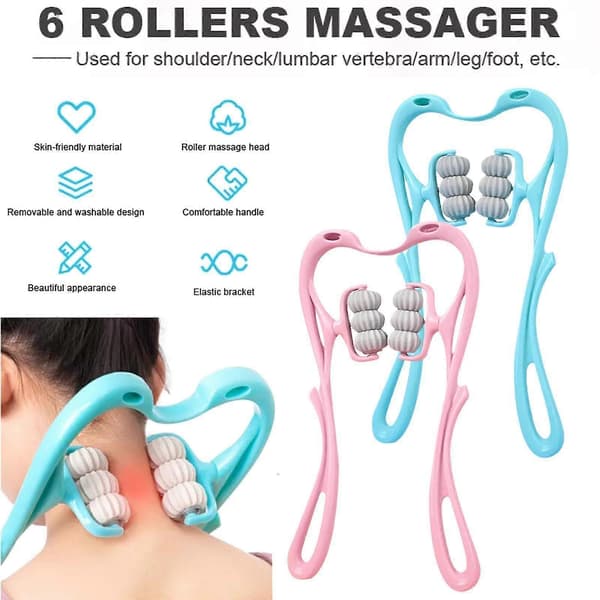 Handmassage Roller Neck Shoulder Dual Trigger Point Self Massager Pressure Relief Blue Blue