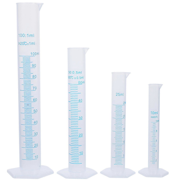 4 st Koppset 50ml Mätcylinder Hydrometer Provrör Graderad Mätcylinder