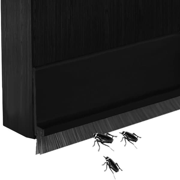 Door Draft Stopper Brush Seal Self-Adhesive Weather Stripping for Doors Home Bathroom 2-Pack 5 x 100 cm Black