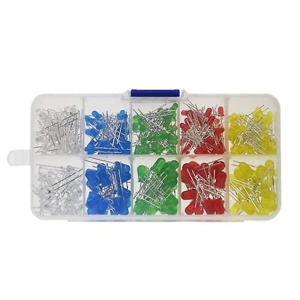 LED-kit 3V 20mA 3mm 5mm Vit Gul Röd Grön Blå Sorterad DIY F3