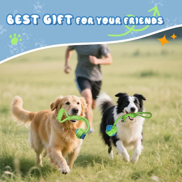 Durable Interactive Rope Dog Toy for Aggressive Chewers, Dental Care, 7-Pack, Green, 30cm