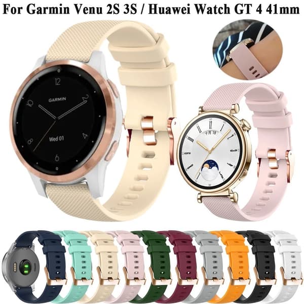 20 mm silikonerem til Garmin Venu 2S Vivoactive 4S 3S roséguld