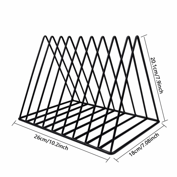 Triangular Desktop Storage, 9 Compartment Metal Record Holder, Freestanding Vinyl Rack, Document Rack, Multifunctional Organizer Bookshelf