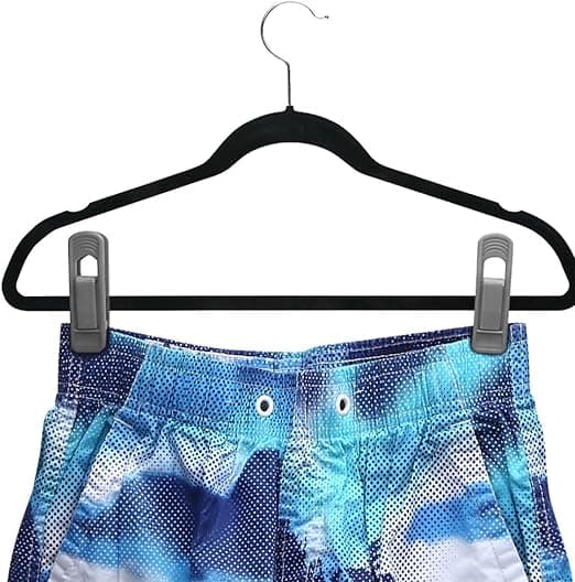 12-pack sammetsgalgeklämmor (grå), tjock byxklämma, flockad