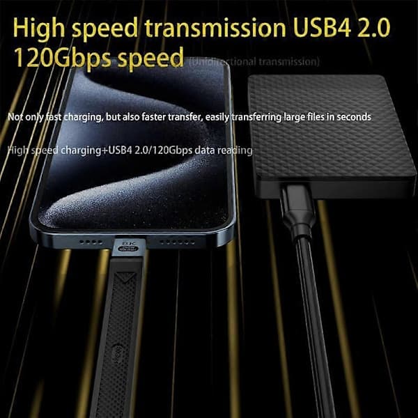 240W 8K 80Gbps USB-C / Typ-C - USB-C / Typ-C Thunderbolt 5 täyden toiminnon FPC-datakaapeli