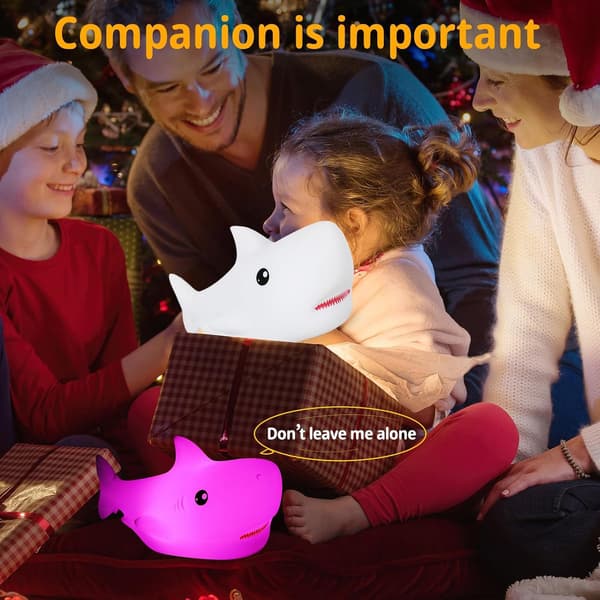 Shark Night Light Animal Lamp 7 Color Changing Light Soft Silicone USB Rechargeable Timer Function Kids