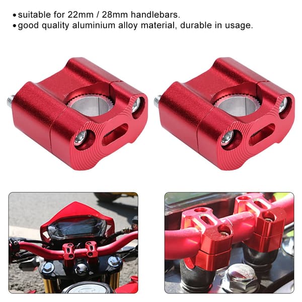 1 Pair 22mm 28mm Handlebar Mounts Handlebar Risers for Motorcycle Modification Accessories Red
