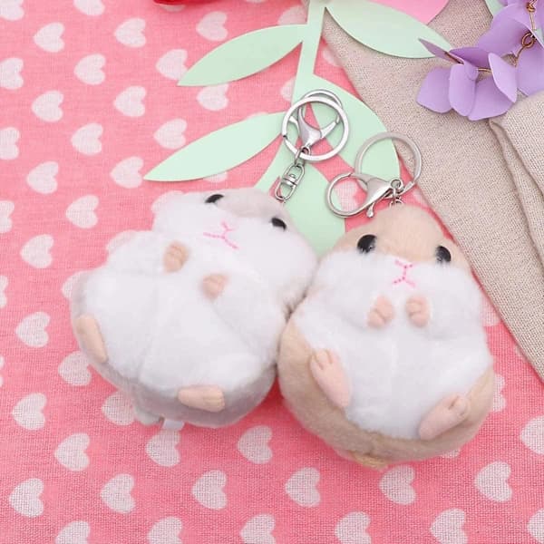 2 Pcs Animal Keychains Plush Keychain Funny Hamster Keychain Soft Pendant Keyring For Car Key Bag