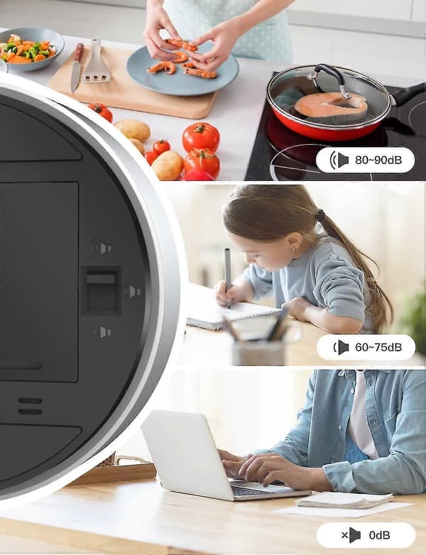 【LD】Kitchen Timer with Stopwatch Function and Countdown in Aluminum Alloy, 2 Screens, 3 Volume Levels