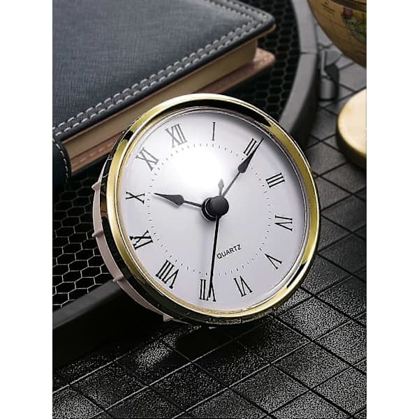 Round Clock Insert 3-1/8 Inch (80 mm) Quartz Movement Roman Numerals Gold Bezel (Gold Bezel)