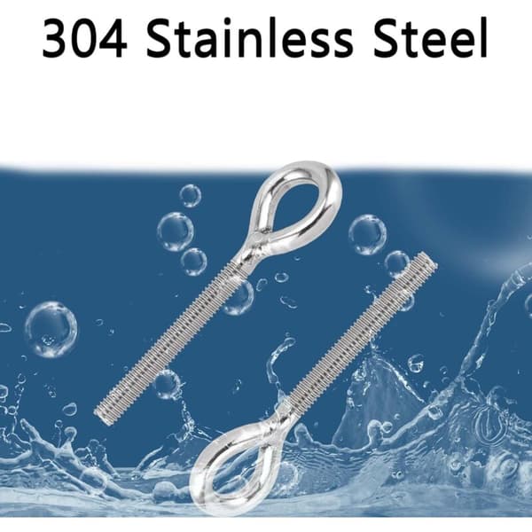 M6 Øyebolt 10 stk 304 A2-70 Rustfritt Stål Ringbolt Gjengestang