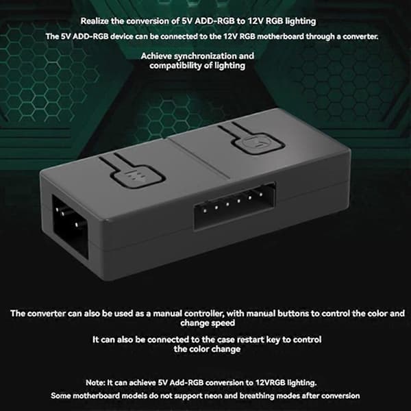5V 3-pin ARGB til 12V 4-pin RGB-omformeradapter Synkroniser med hovedkort