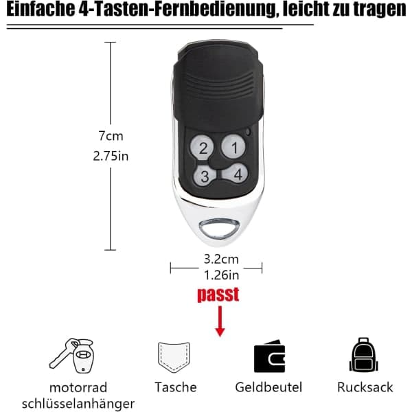 Crawford EA433 2KS/4KS Håndholdt Sender - 2-pakning - 433.92MHz Scroll Code Fjernkontroll
